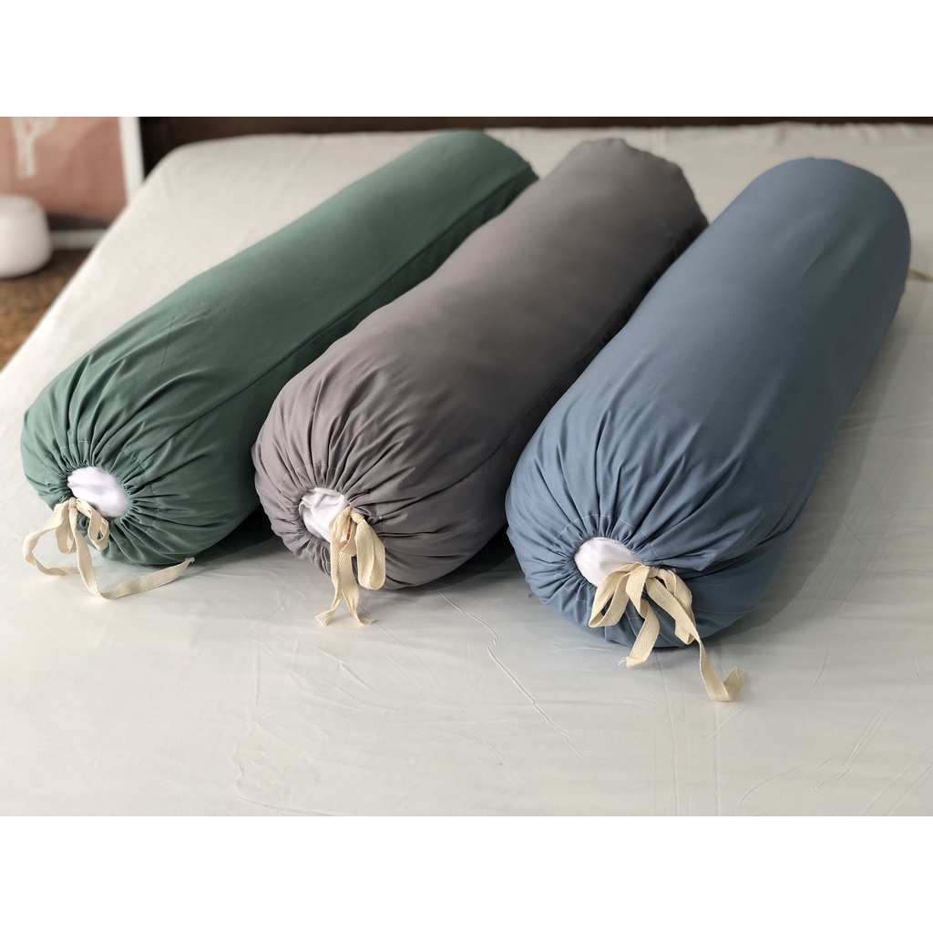 01 Vỏ gối ôm Cotton Tici VIE HOME - Bedding VO45, kích thước 35cm x100cm trơn màu dây cột 2 đầu nhiều màu sắc