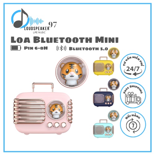 Loa Bluetooth mini không dây âm thanh siêu trầm hình vali thú cưng dễ thương
