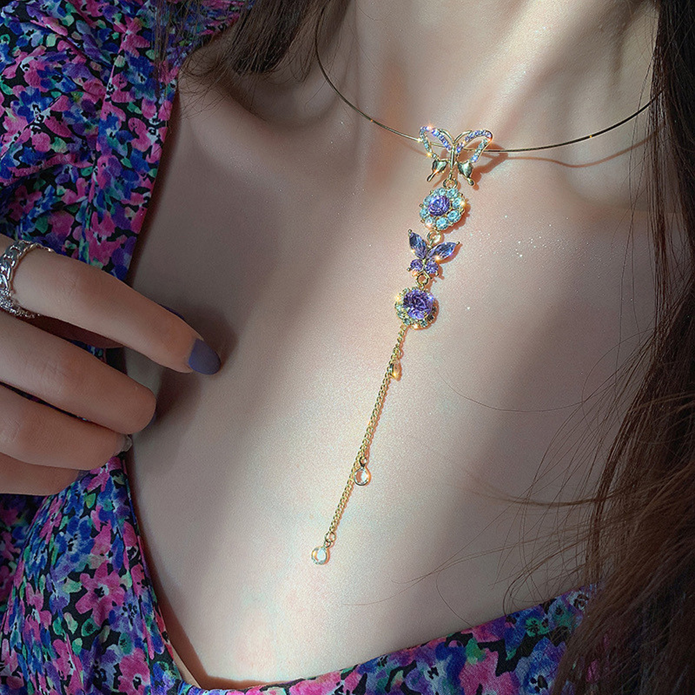 Vòng Cổ Choker Có Hình Bướm Đính Ngọc Trai Thanh Lịch Dành Cho Nữ