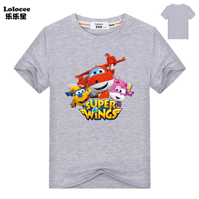 Áo thun tay ngắn hoạt hình Super Wings cho bé trai