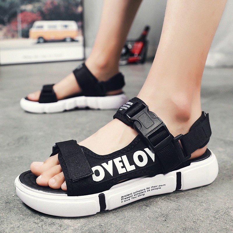 Dép sandal nam Chữ Lovee khóa zip xịn xò chắc chắn, xăng đan học sinh nam 2022