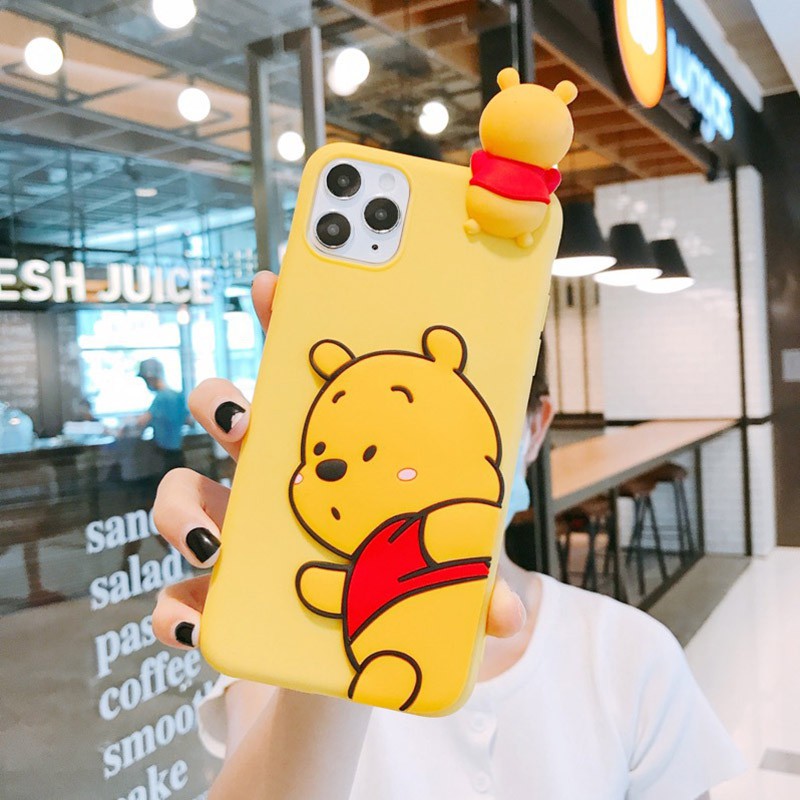 OPPO A52 A72 Ace2 Reno 10X Zoom Ace F11 F9 Pro F5 F7 F3 F1 Plus A73 A83 A71 A71K A59 F1S A57 A39 A37 Cartoon Winnie the Pooh Soft TPU + Papa Strap Phone Case