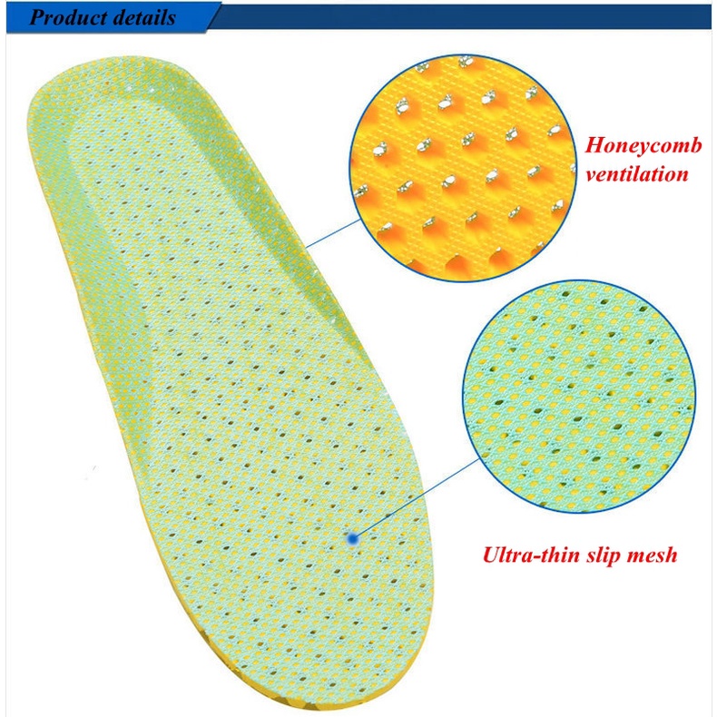 1 Cặp Đệm Lót Giày Thể Thao Bằng Cao Su Non Tổ Ong Thoáng Khí Khử Mùi Hôi