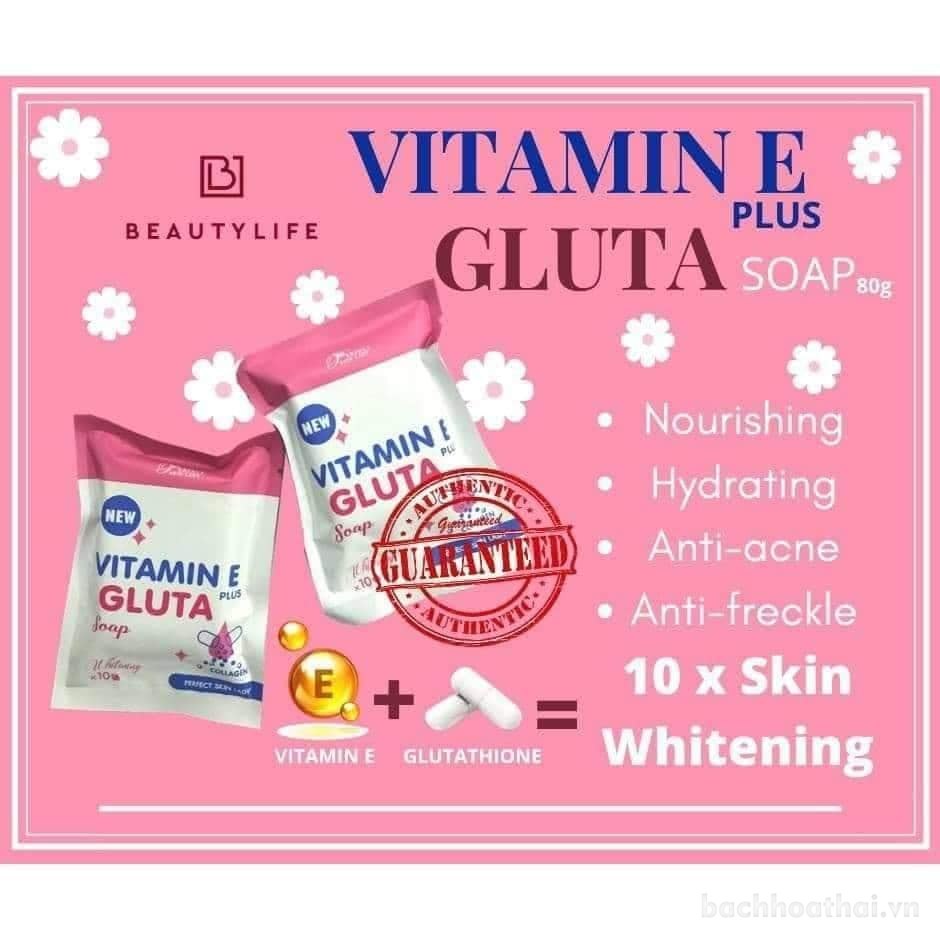 Soap 80g xà phòng vıtamın E plus GLUTA Soap X10 collągen trắŉg da Thái Lan