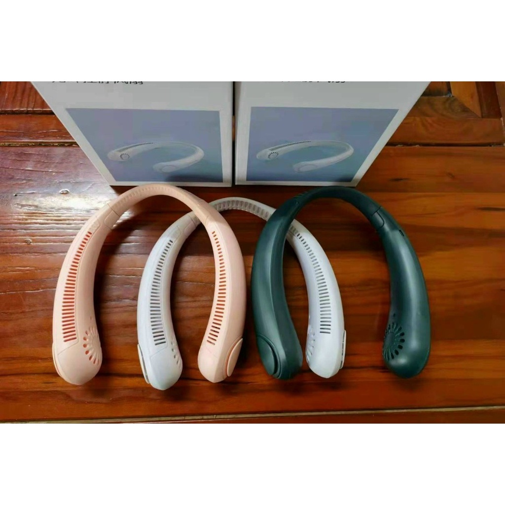 Quạt mini đeo cổ sạc USB tiện dụng 3 tốc độ dung lượng pin tích hợp 2400MAH-4000MAH