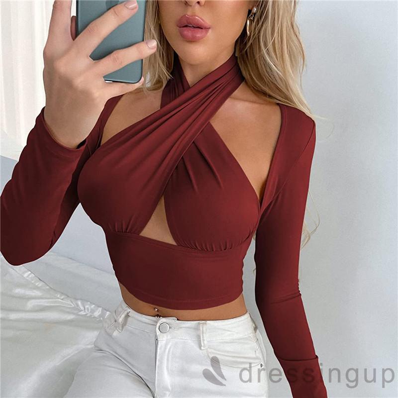 Áo thun tay dài màu sắc đơn giản dành cho nữ