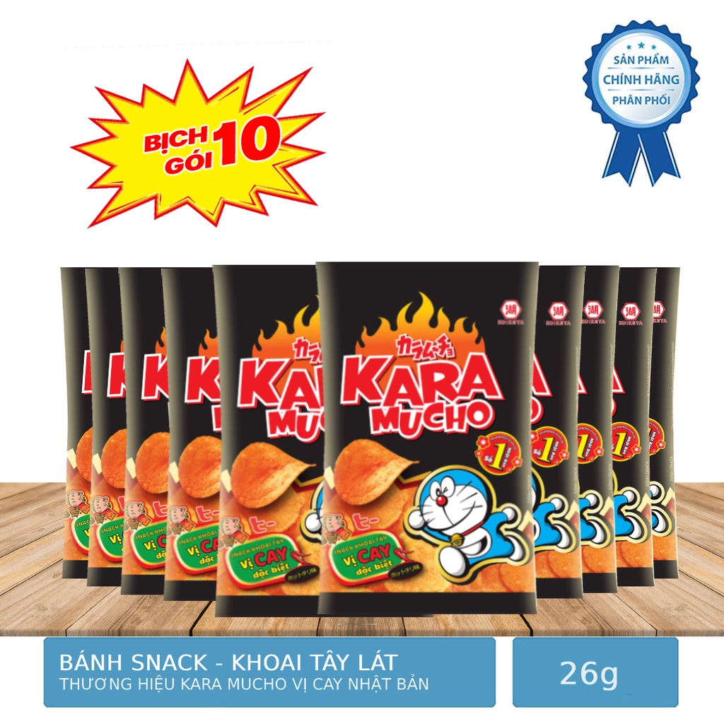 Lốc 10 Gói Snack Khoai Tây Karamucho Vị Cay Nhật Bản 26g