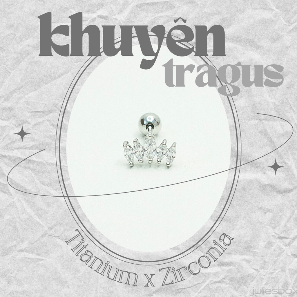 [1 Chiếc] Khuyên Tai Vành Tai The Crown Xỏ Unisex Titanium Không Đen Không Ngứa Không Dị Ứng julies box