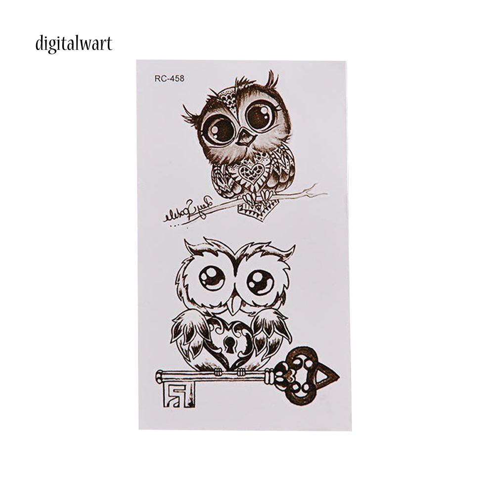 Hình xăm dán hình cú mèo xinh xắn size 10.5cm*6cm