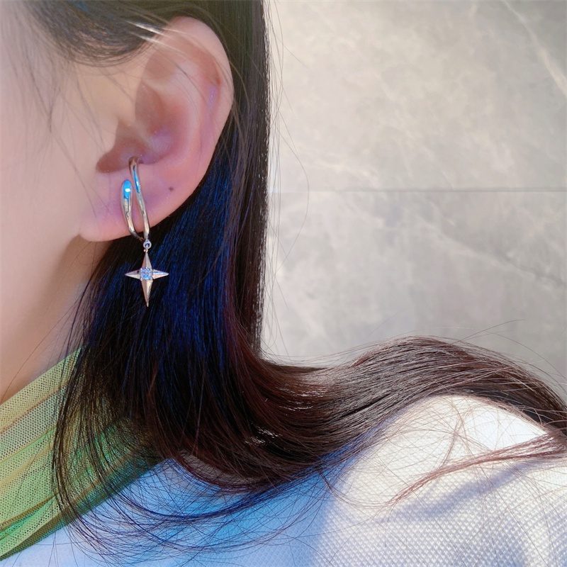Khuyên Xỏ Vành Tai Đính Đá zircon Đơn Giản Thanh Lịch Thời Trang Cho Nữ