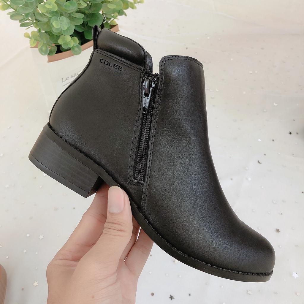 Giày bốt nữ - Giày boot cổ ngắn COLEE BASIC mũi tròn 3p