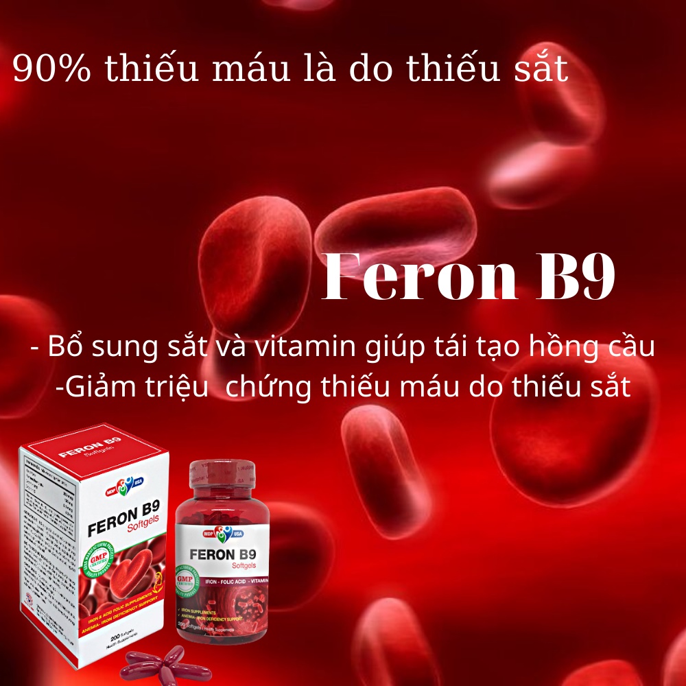 Viên bổ sung sắt Feron B9 Mediphar Usa Lọ 120 viên nang mềm
