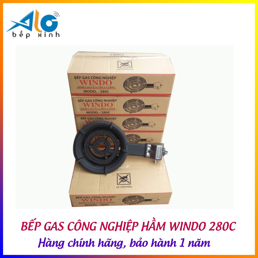 Bếp gas công nghiệp hầm Windo 280C kèm bộ van dây Bình gas xám Na-345S - Alo Bếp Xinh