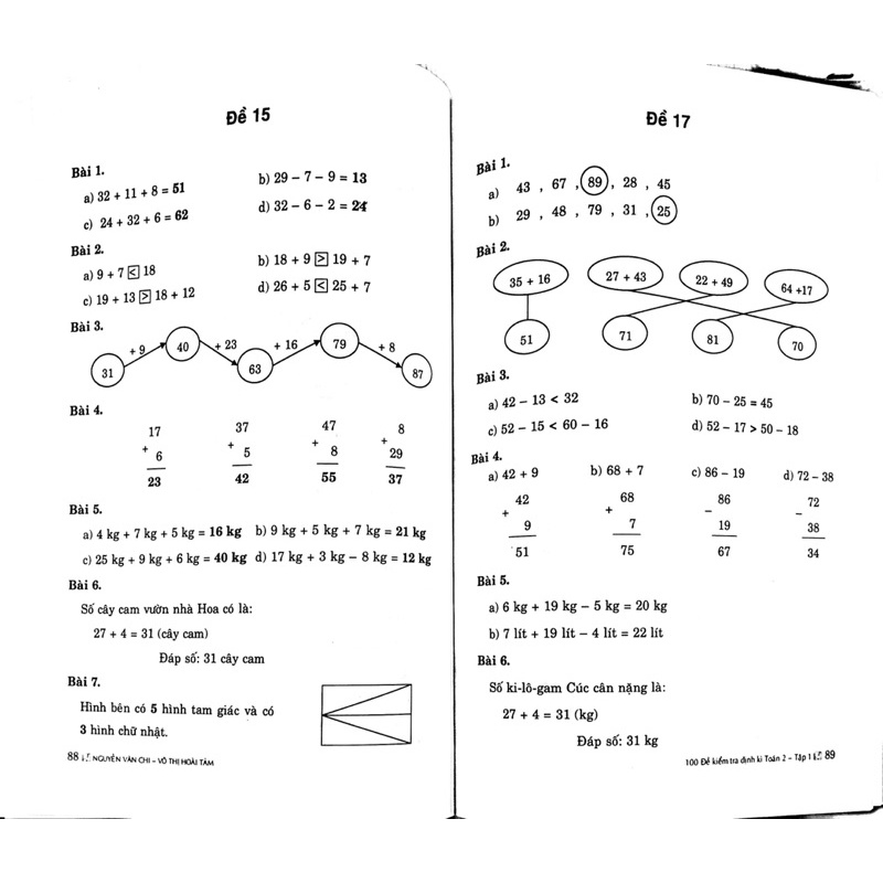 Sách - 100 Đề Kiểm Tra Định Kì Toán Lớp 2 - Tập 1