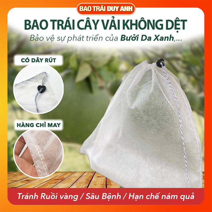 100 Túi bao Bưởi cỡ lớn, Bưởi Da Xanh,.. (30x35 ) Túi bọc trái cây chống côn trùng có dây rút