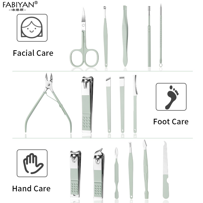 Bộ dụng cụ chăm sóc móng tay FABIYAN bằng thép không gỉ chuyên nghiệp