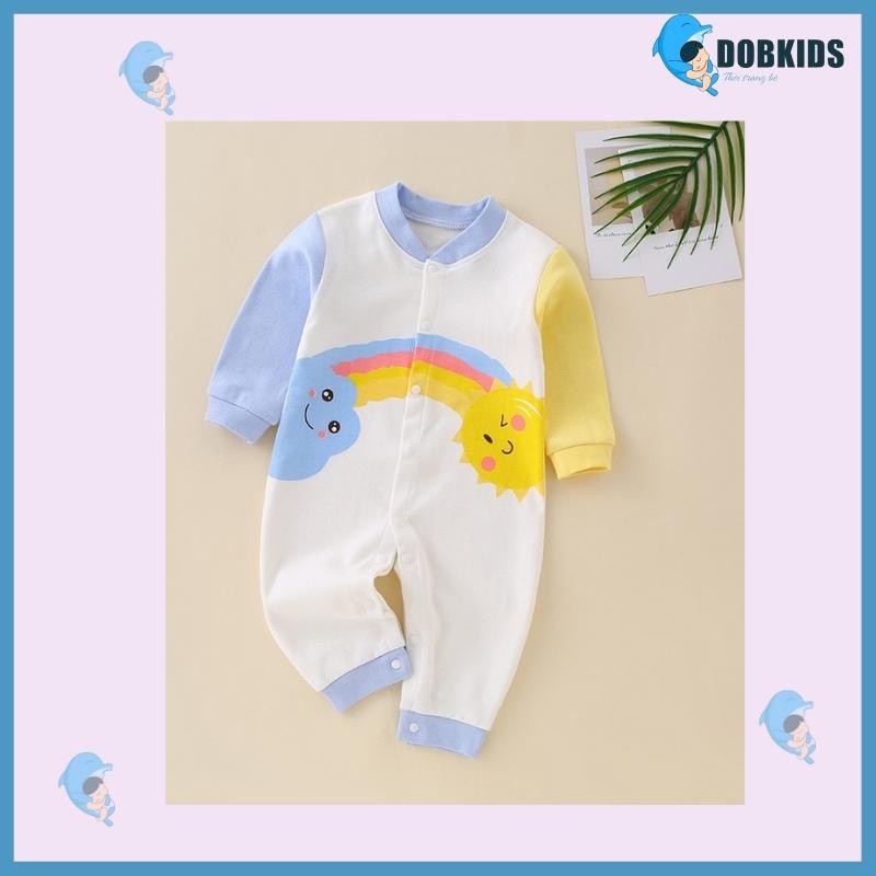 Quần áo trẻ em bộ body liền thân dài, bodysuit DOBKIDS cho bé trai và bé gái mùa hè thu đông, 100% cotton xuất Hàn