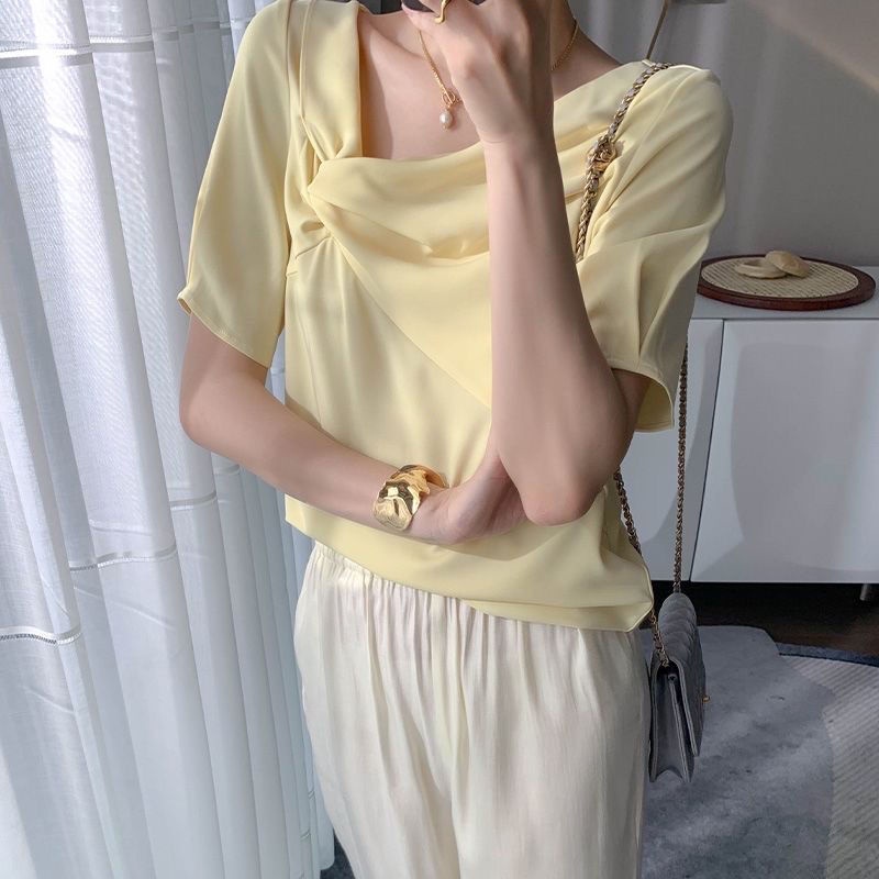 Áo Sơ Mi Chiffon Mỏng Dáng Ôm Kiểu Pháp Thời Trang Mùa Hè Cho Nữ