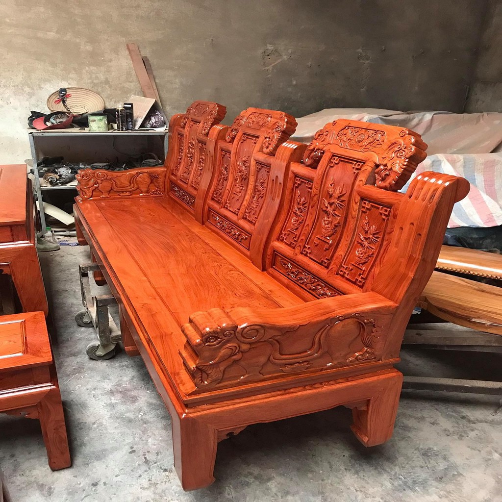 Bộ bàn ghế Âu Á tay Voi đặc gỗ Hương Đá