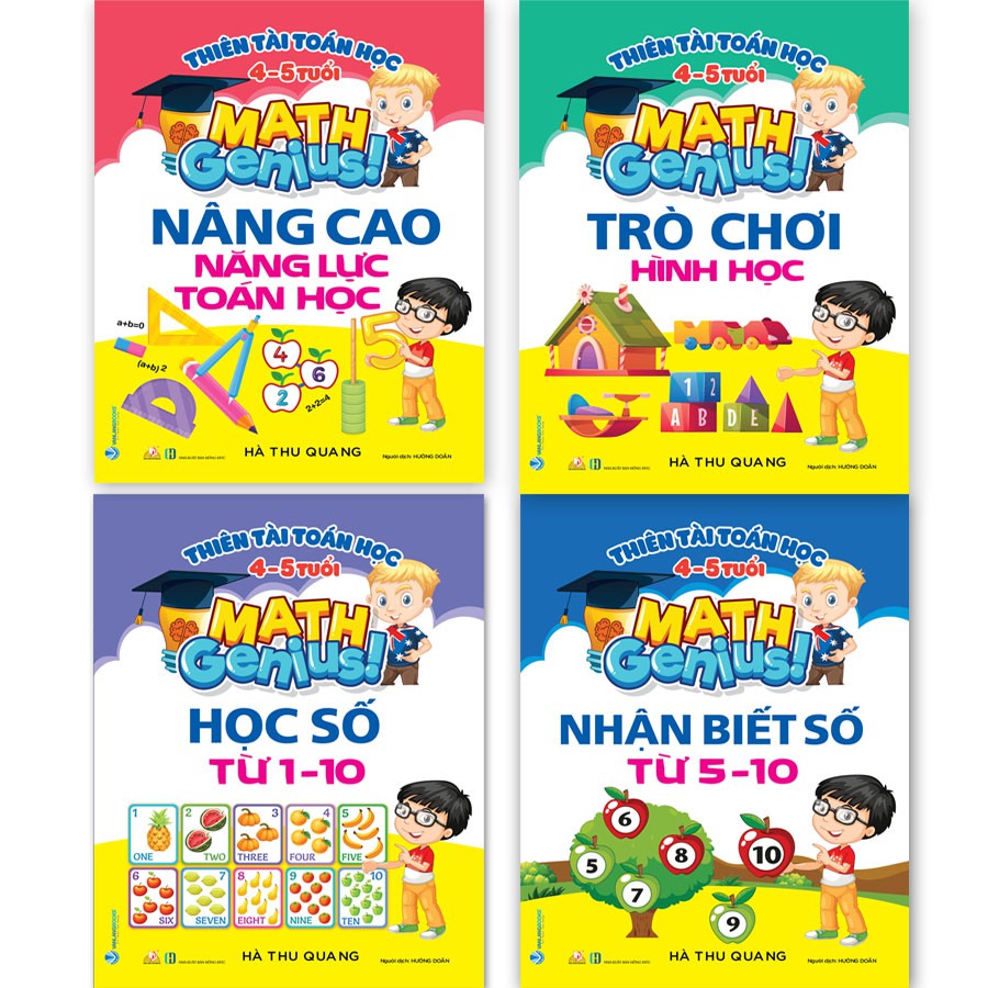 Sách - Thiên Tài Toán Học - Học Số Từ 1 đến 10 Cho Trẻ Từ 4 - 5 Tuổi - 4 cuốn