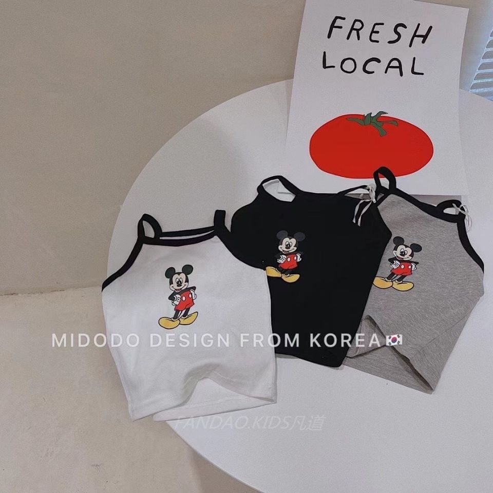 Áo Thun Không Tay Họa Tiết Hoạt Hình Phong Cách Hàn Quốc Cho Bé Gái