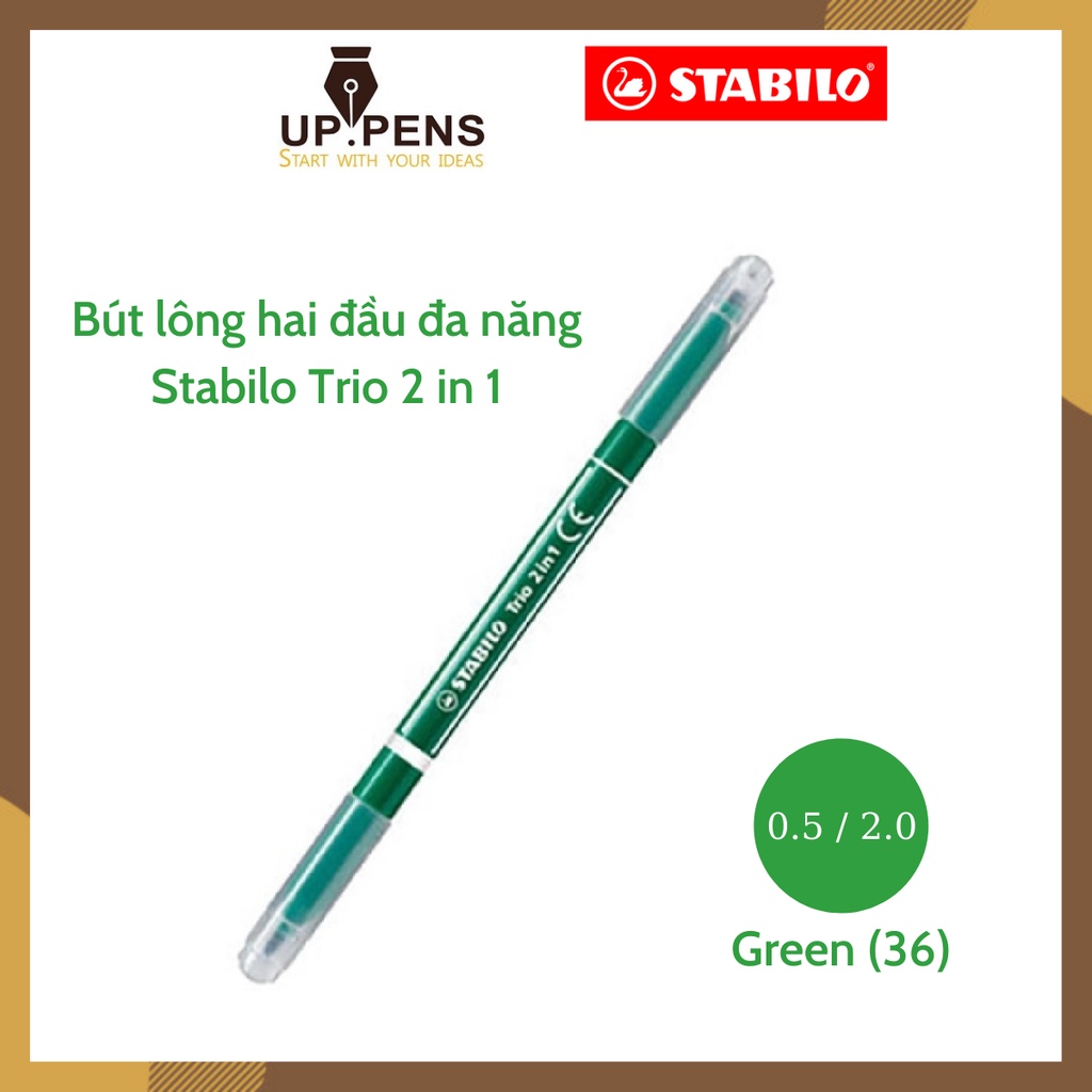 Bút lông hai đầu đa năng Stabilo Trio 2 in 1 – Màu xanh lá (Green)