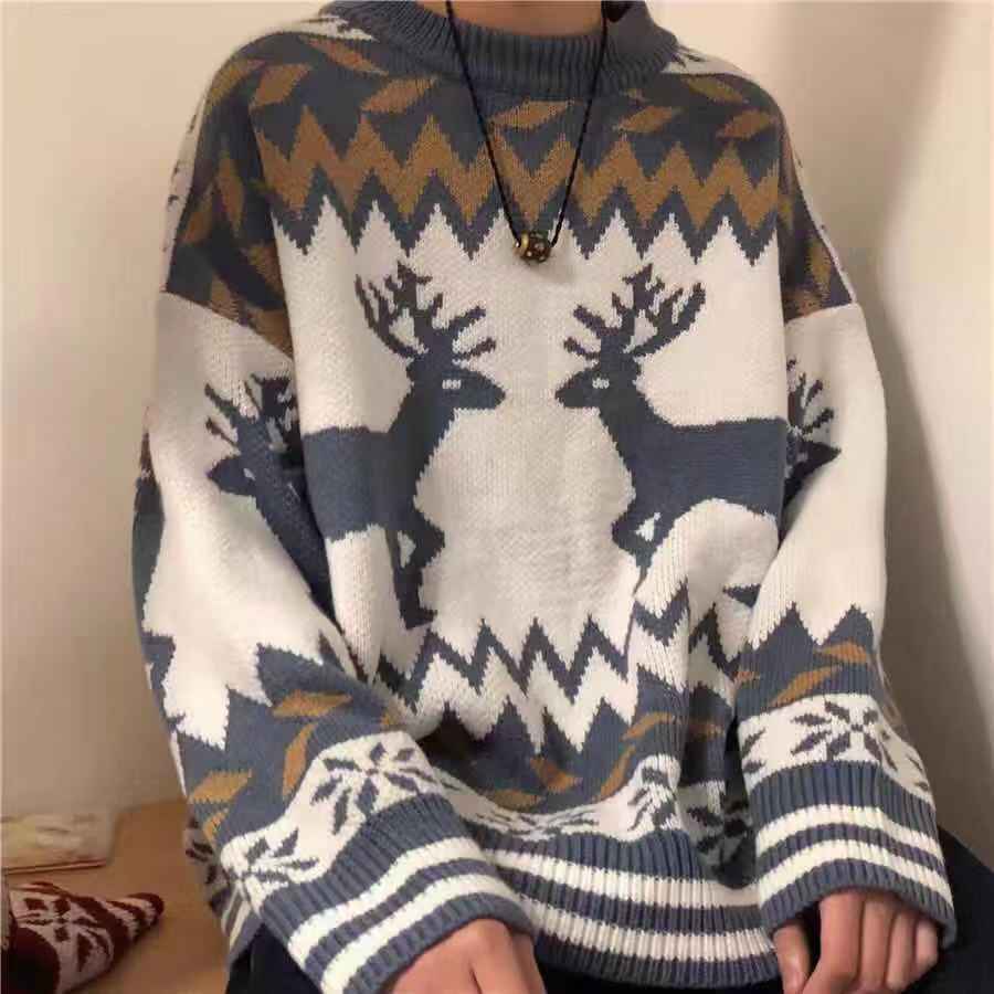 Áo Sweater Dệt Kim Dáng Ôm Thời Trang Thu Đông Phong Cách Hàn Quốc Cho Nam Và Nữ