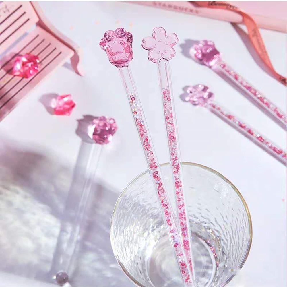 YIYU Muỗng Khuấy Cà Phê Hình Chân Mèo Bằng Thủy Tinh Màu Hồng Dễ Thương