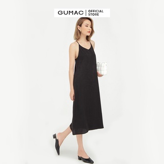Đầm suông nữ kiểu 2 dây gumac, thiết kế trẻ trung màu đen db505
