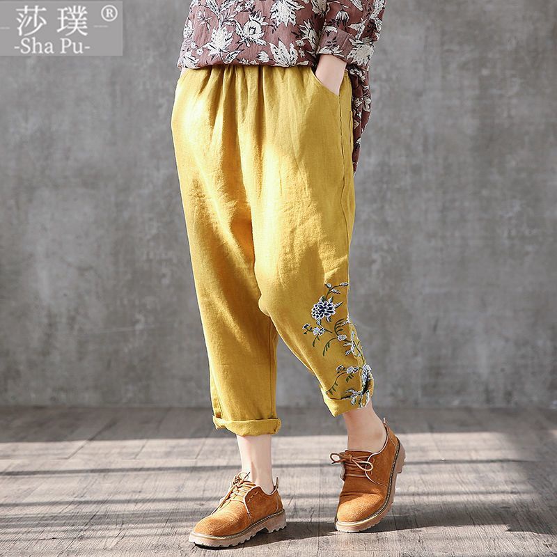 Quần Dài Chín Tấc Bằng Cotton Lanh Thời Trang Mùa Thu Năm 2021 ms han editio Cho Nữ