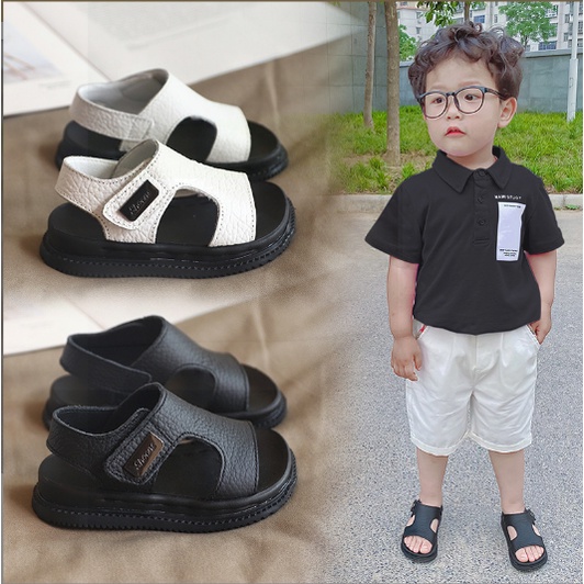Form nhỏ Sandal AHASHOP888 Hở Mũi Da Trơn Đế Siêu Mềm Phong Cách Hàn Quốc Cho Bé Trai K152
