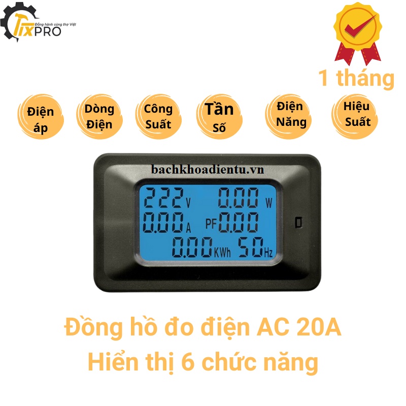 Đồng hồ đo điện AC 20A 6 thông số .