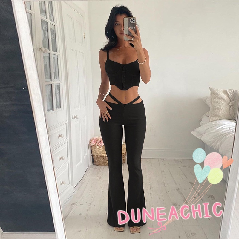 Set đồ DUNEA gồm áo dây + quần dài thiết kế độc đáo quyến rũ cho nữ