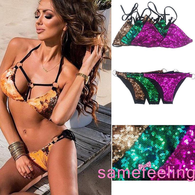 Trang phục bikini có đệm nâng bằng sequin gợi cảm cho nữ | BigBuy360 - bigbuy360.vn