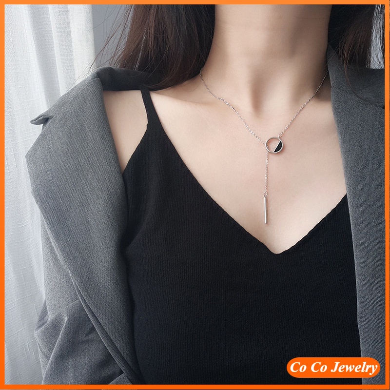 Vòng Cổ Hợp Kim Mặt Tròn Phong Cách Hàn Quốc Sang Trọng Cho Nữ