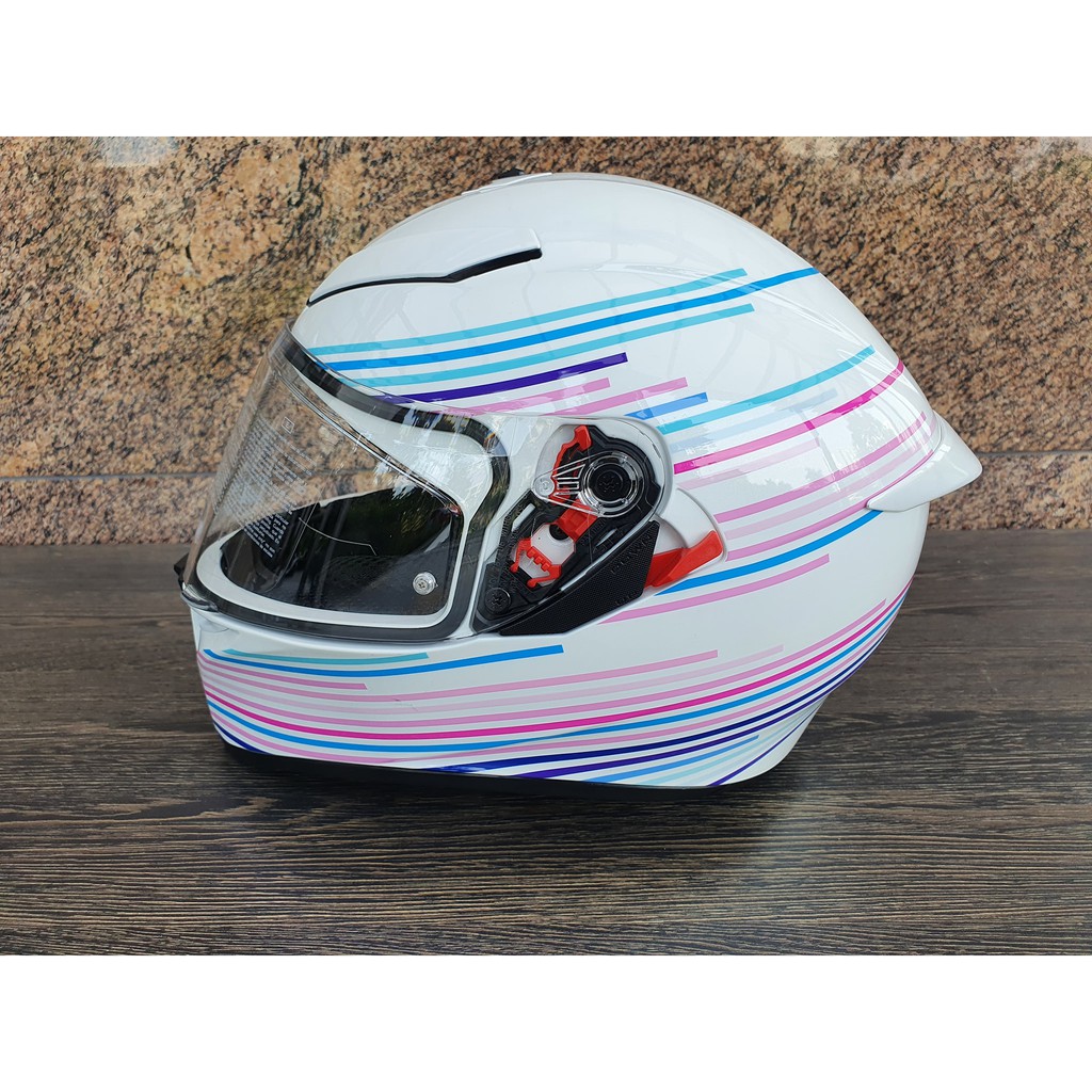 Nón K3 SV AGV ASIA FIT SAKURA PEARL WHITE/PURPLE