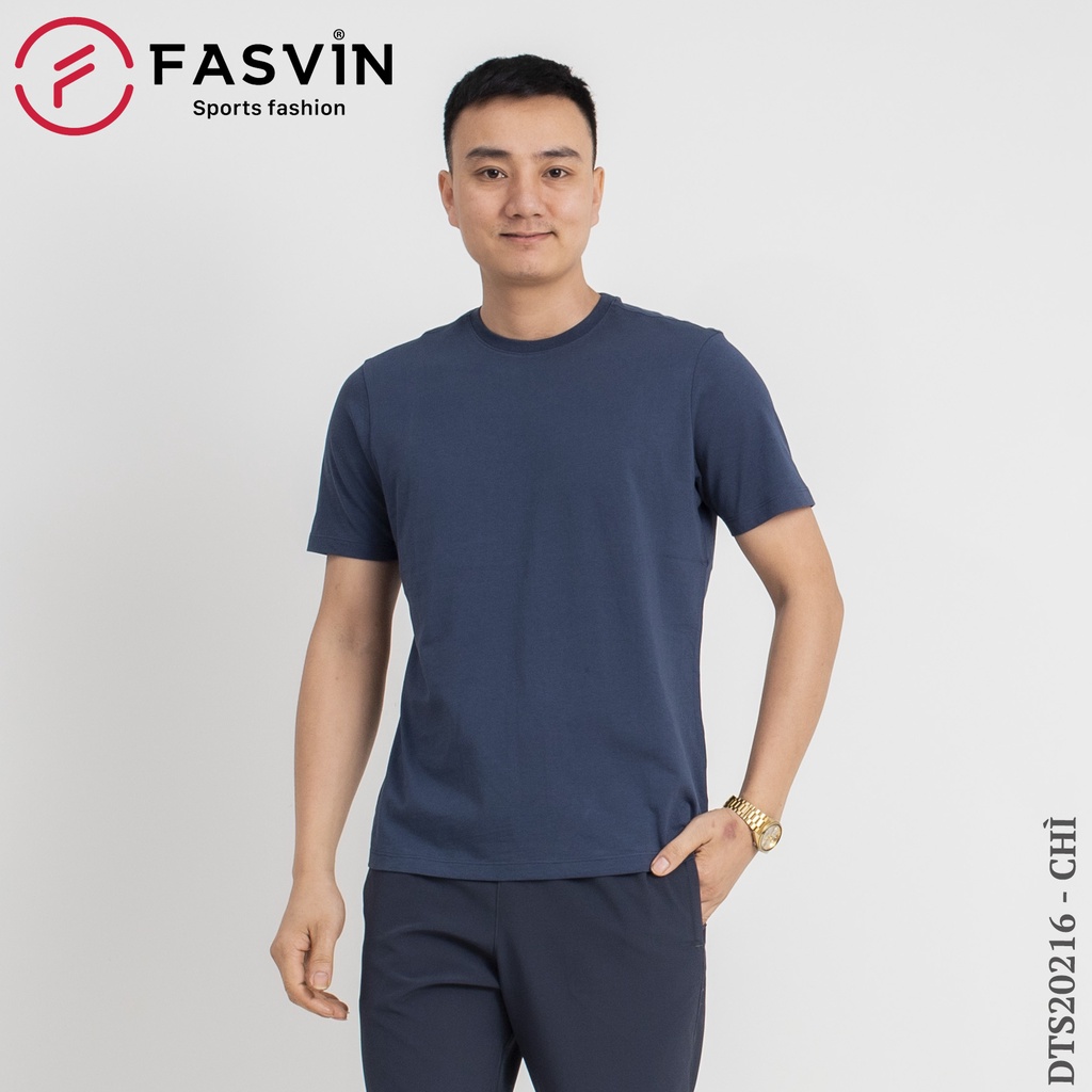 Áo phông nam cổ tròn tay ngắn Fasvin chất cotton cao cấp mềm mát co giãn dáng gọn TS20216.HN