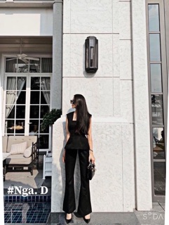 set áo peplum + quần loe