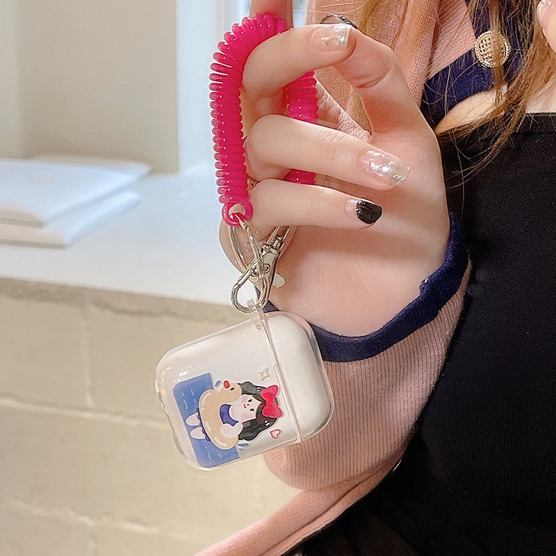 Vỏ Bảo Vệ Hộp Sạc Tai Nghe airpods 1 2 Pro 3rd Generation Pro 1/2 Trong Suốt Chống Sốc Họa Tiết Hoạt Hình Kèm Dây Đeo Kiểu Nhật Hàn