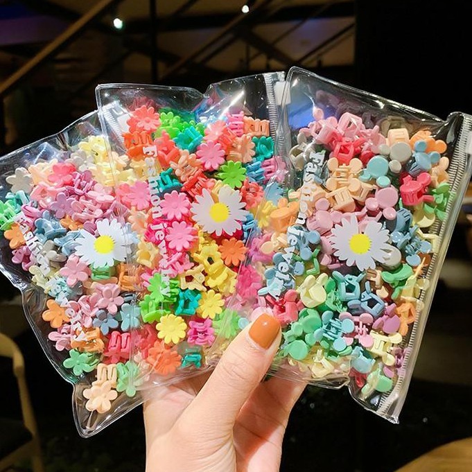 SET 50 CÁI KẸP TÓC CÀNG CUA MINI MIX NHIỀU MÀU Hoạ tiết hoa nhí xinh xắn dễ thương