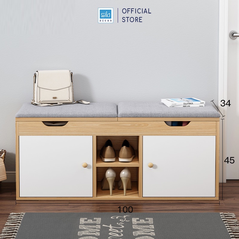 Tủ Giày Đa Năng Kiêm Tủ Để Đồ Có Ghế Bọc Nệm Đa Chức Năng Thương Hiệu SIB Decor