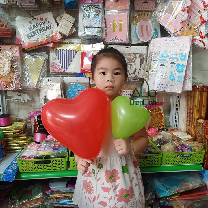 Bộ 100 bong bóng trái tim hàng Thái Lan loại 1 màu và nhiều màu loại 6 inch