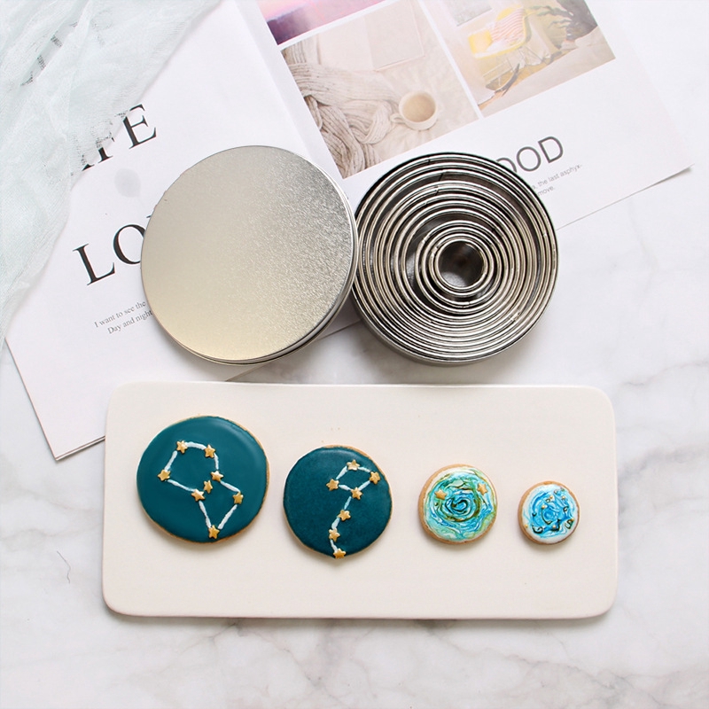 Set 12 khuôn cắt bánh hình tròn bằng thép không gỉ