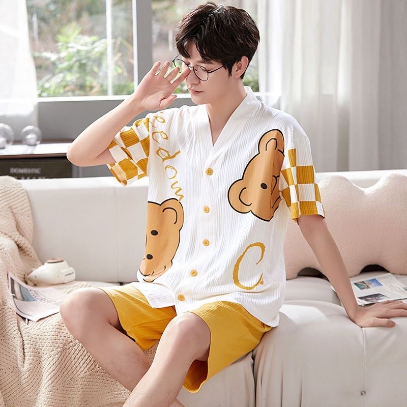 Bộ đồ ngủ nam nữ cộc tay gấu baby 100% chất cotton xịn siêu thoáng và thoải mái