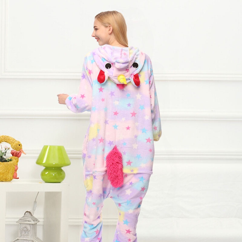 Bộ đồ ngủ liền thân hình kỳ lân ngôi sao dễ thương cho cả người lớn và trẻ em