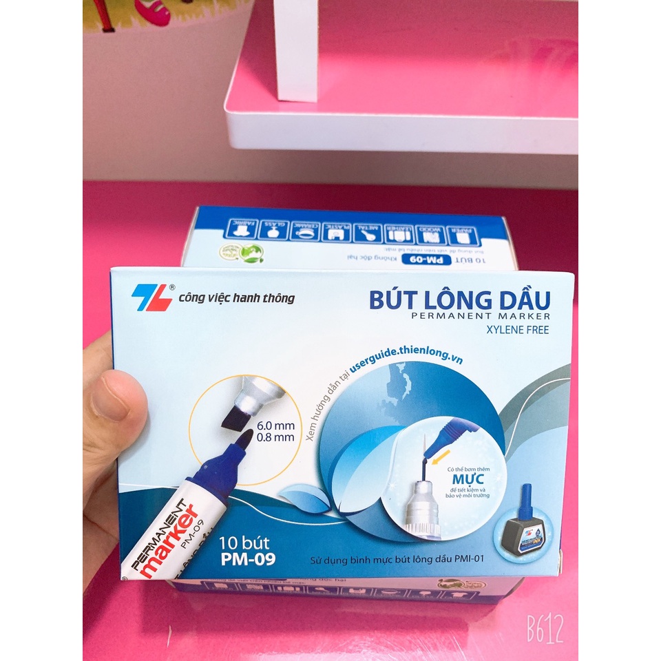 [Bán chạy] Com Bo 10 Bút Lông Dầu Thiên Long PM-09, Màu Mực Tươi Sáng, Viết Êm