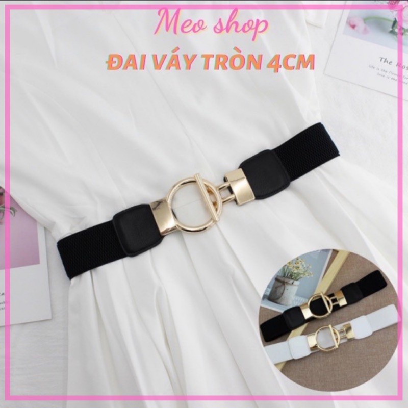 Đai váy MẶT TRÒN 4cm bản to chun co giãn - Thắt lưng váy to co dãn nịt váy thắt váy tròn to 4cm