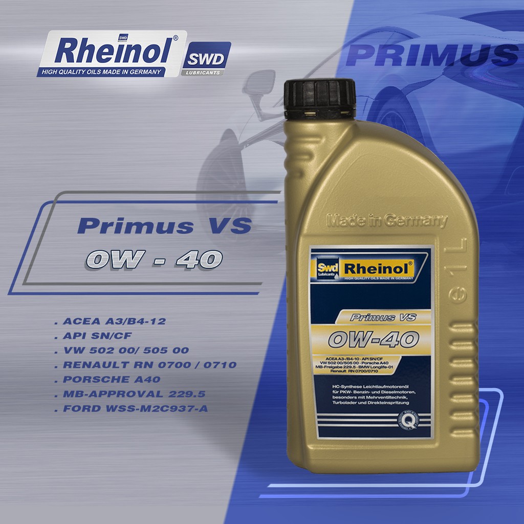 Dầu nhớt Rheinol Primus VS 0W40 - Hàng nhập khẩu cao cấp Đức 1L