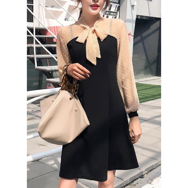 SHOPPRO - THỜI TRANG DỰ TIỆC - ĐẦM XÒE NỮ CAO CẤP KIỂU ĐẦM XÒE PHỐI VAI TAY REN LƯỚI CỘT NƠ SANG TRỌNG 3192 3196 3295