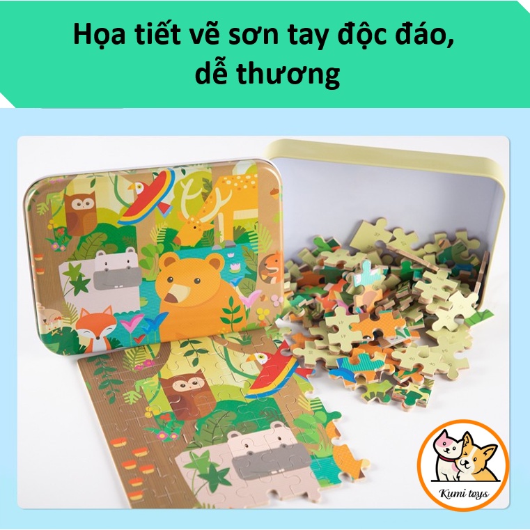 Đồ chơi xếp hình 60 và 120 miếng bằng gỗ loại đẹp cho bé phát triển tư duy Kumi toys